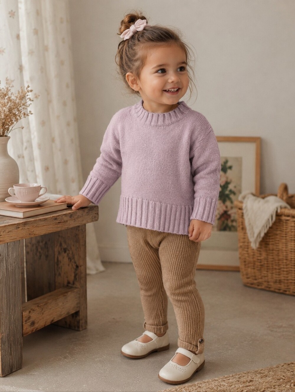 Zara Cashmere Knit Sweater & Pant Set 2-3Y Pink Camel Cozy Luxury